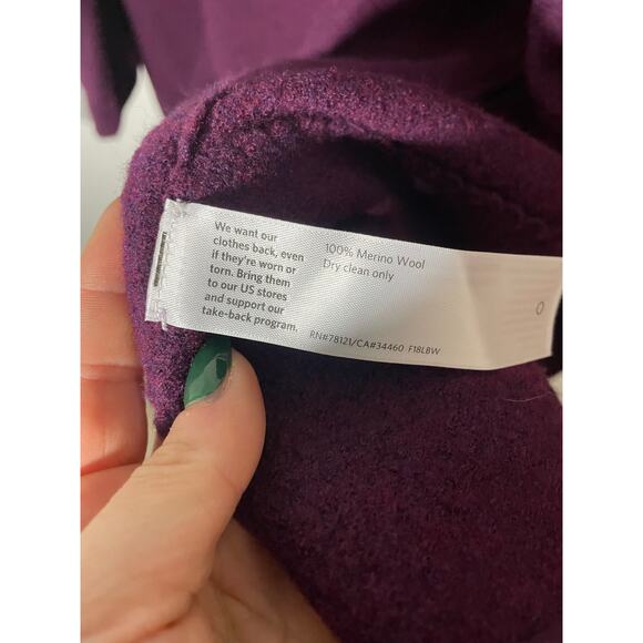 Eileen Fisher Lightweight Boiled Wool High Collar Plum Cardigan - Picture 8 of 9